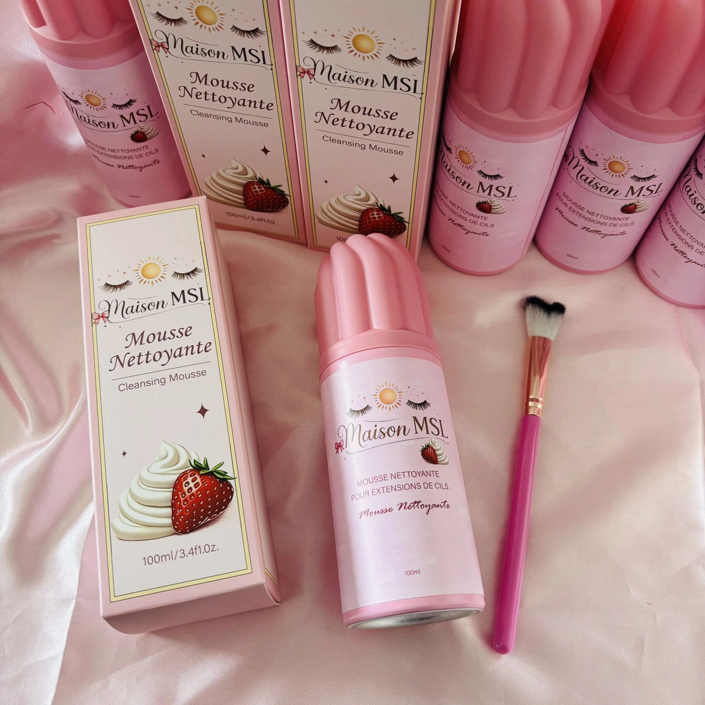 Mousse Nettoyante pour Extensions de Cils Rose - Maison MSL