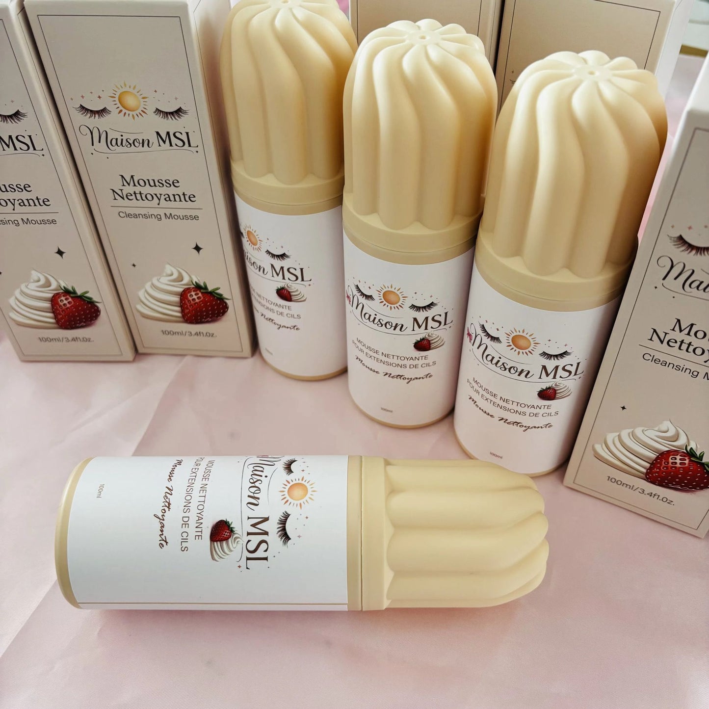 Mousse Nettoyante pour Extensions de Cils Beige - Maison MSL