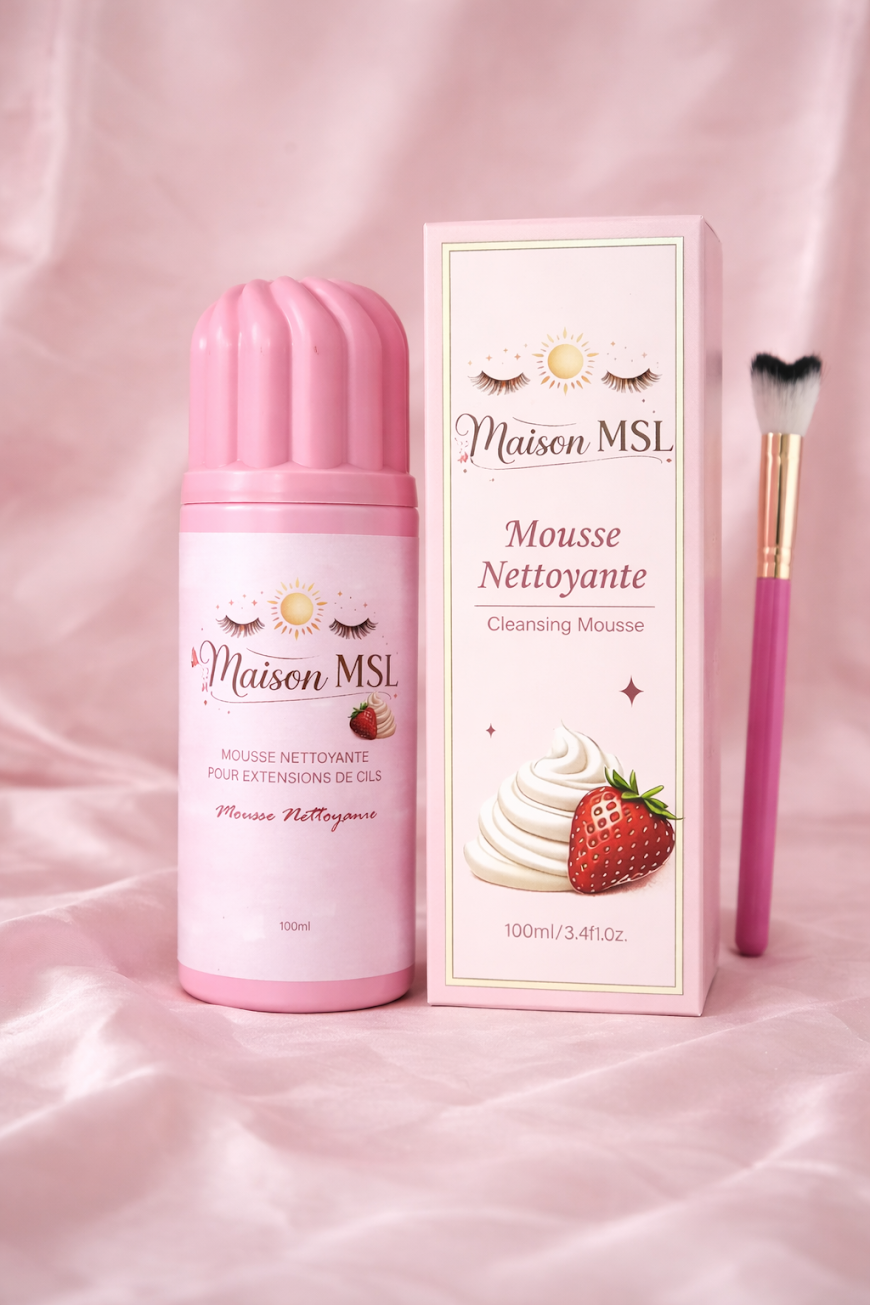 Mousse Nettoyante pour Extensions de Cils Rose - Maison MSL