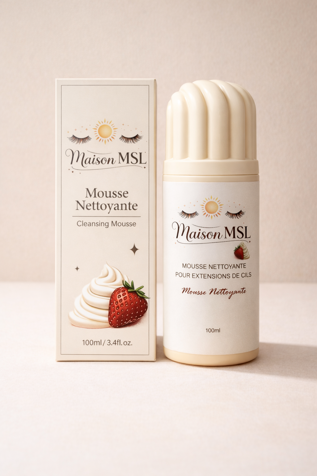 Mousse Nettoyante pour Extensions de Cils Beige - Maison MSL