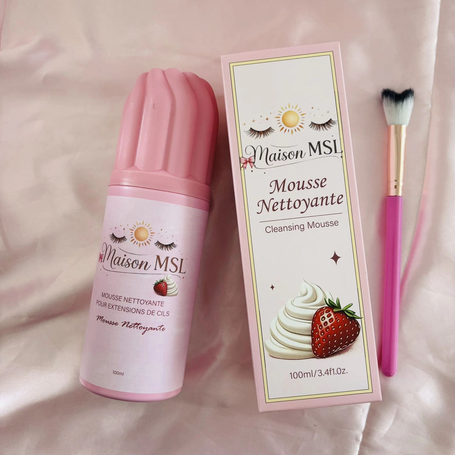 Mousse Nettoyante pour Extensions de Cils Rose - Maison MSL